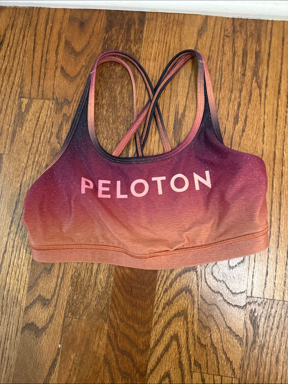 Peloton Ombre Coral to Plum Crisscross Sports Bra